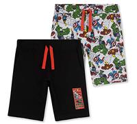 Marvel Avengers Pantalones Cortos Niño Verano, Pack de 2 Bermudas Niño 100% Algodón con Diseño Superheroes, Ropa de Casa, Regalos Frikis (11-12 Años, Negro/Multi)