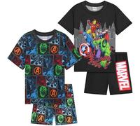 Marvel Avengers Pijama Niño Chico, Pack de 2 Conjunto de Pijamas Manga Corta, Ropa de Dormir Divertidos, Regalos Niños (9-10 Años, Multi Avengers, Paquete de 2)