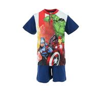 Marvel Avengers Pijama para Niño, Conjunto 2 Piezas Diseño Los Vengadores, Pijama Algodón Suave, Camiseta y Pantalón Corto, Tallas 3 a 8 Años (FR/ES, Edad, 8 años, Regular, Azul)