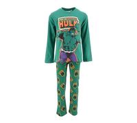 Marvel Avengers Pijama para Niño, Pijama Algodón Suave, Camiseta y Pantalón Largo Niño, Diseño Hulk y Capitan America, Talla 6 Años, Verde