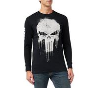 Marvel Avengers Punisher Skull Camisa Manga Larga, Negro (Black Blk), Large (Talla del Fabricante: Large) para Hombre