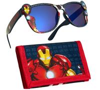 Marvel Avengers Set Gafas de Sol Niño con protección UV y Billetera Trifold (Rojo/Negro Avengers)