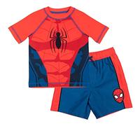 Marvel Avengers Spiderman Toddler Boys Costume Rash Guard Swim Trunks Set Red/Blue 4T