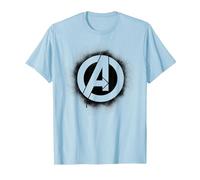 Marvel Avengers Stencil Logo Black Camiseta, Hombre, Azul Bebé, 3XL