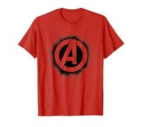 Marvel Avengers Stencil Logo Black Camiseta, Hombre, Rojo, 3XL
