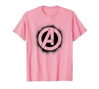 Marvel Avengers Stencil Logo Black Camiseta, Hombre, Rosado, S