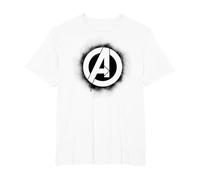 Marvel Avengers Stencil Logo Black Camiseta, Hombre Tallas Grandes, Blanco, 3X Alto