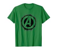 Marvel Avengers Stencil Logo Black Camiseta, Hombre, Verde Kelly, 3XL