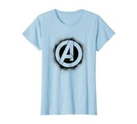 Marvel Avengers Stencil Logo Black Camiseta, Mujer, Azul Bebé, 3XL