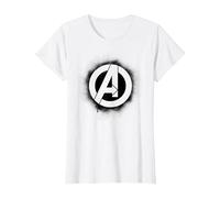 Marvel Avengers Stencil Logo Black Camiseta, Mujer, Blanco, S