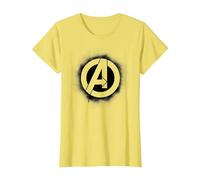 Marvel Avengers Stencil Logo Black Camiseta, Mujer, Limón, 3XL