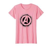 Marvel Avengers Stencil Logo Black Camiseta, Mujer, Rosado, XL