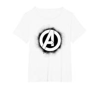 Marvel Avengers Stencil Logo Black Camiseta, Mujer Tallas Grandes, Blanco, 3XL Grande