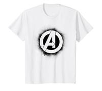 Marvel Avengers Stencil Logo Black Camiseta, Niños, Blanco, 10 años