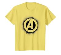 Marvel Avengers Stencil Logo Black Camiseta, Niños, Limón, 3 años
