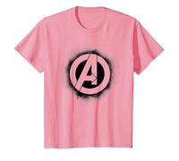 Marvel Avengers Stencil Logo Black Camiseta, Niños, Rosado, 3 años