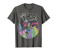 Marvel Avengers The Mighty Thor Distressed Retro Portrait Camiseta, Hombre, Asfalto, M