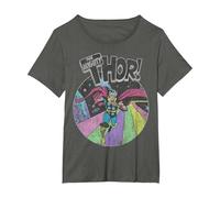 Marvel Avengers The Mighty Thor Distressed Retro Portrait Camiseta, Mujer Tallas Grandes, Asfalto, 1XL Grande