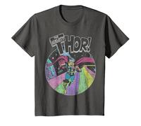 Marvel Avengers The Mighty Thor Distressed Retro Portrait Camiseta, Niños, Asfalto, 12 años