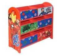 Marvel Avengers Unidad de almacenamiento de juguetes hecha de madera, tela y metal; sistema organizador con 6 cajas para dormitorio, fácil montaje y limpieza