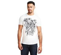 MARVEL Band of Heroes T-Shirt - Camiseta Hombre, Blanco (White), Large