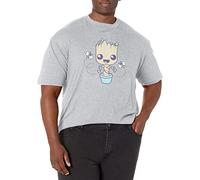 Marvel Big & Tall Classic Guardians of The Galaxy Groot Hello Spring Men's Tops Short Sleeve Tee Shirt, Athletic Heather, 3X-Large