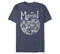Marvel Big & Tall Classic Rock Men's Tops Short Sleeve Tee Shirt, Navy Blue Heather, 4X-Large