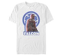 Marvel Big & Tall Winter Soldier Distressed Falcon Men's Tops Short Sleeve Tee Shirt, White, 3X-Large