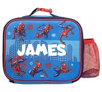 Marvel Bolsa de almuerzo personalizada para niños, bolsa de almuerzo aislada de superhéroe para niños, bolsa de almuerzo escolar para niños y niñas, bolsa de almuerzo Spiderman, azul
