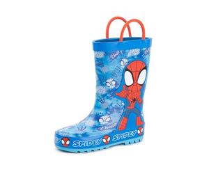 Marvel Bota de agua Spiderman para niños | Botas resistentes con personaje de Spiderman y estampado de telaraña en azul y rojo