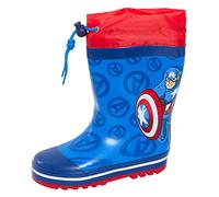 Marvel Botas de agua de Capitán América para niños con lazos superiores Botas de agua Avengers para niños Wellingtons Wellys, Azul, 33 EU