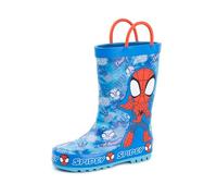 Marvel Botas de agua Spiderman para niños | Botas de agua con mango para niños con personaje de Spiderman y estampado de telaraña en azul y rojo | Botas de goma resistentes al agua para niños