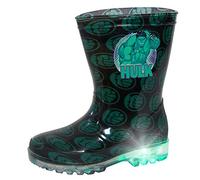 MARVEL Botas de goma luminosas Hulk para niños - Para la lluvia, la nieve, Negro , 24 EU