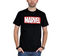 Marvel Comics Box Logo Camiseta, Negro, XXL para Hombre
