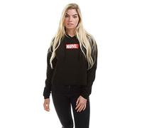 Marvel Box Logo Cropped Hood Sudadera con Capucha, Black, X-Large para Mujer