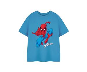 Marvel Boys Spiderman Camiseta de Manga Corta Jump Blue | Camiseta gráfica para niños | Diseño de Jump Spiderman | Indumentaria Oficial Comics | Top de algodón Ligero para niños