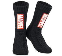 Marvel Calcetines Antideslizantes Hombre y Adolescentes, Calcetines Pantuflas con Forro Sherpa, 38-44 EU, Regalos Hombre (Negro)