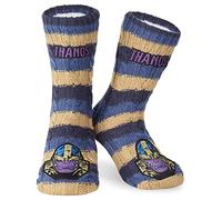 Marvel Calcetines Antideslizantes Hombre y Adolescentes, Calcetines Pantuflas con Forro Sherpa, 38-44 EU, Regalos Hombre (Azul Marino)