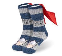 Marvel Calcetines Antideslizantes Hombre y Adolescentes, Calcetines Pantuflas con Forro Sherpa, 38-44 EU, Regalos Hombre (Azul Gris)