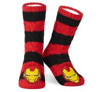 Marvel Calcetines Antideslizantes Hombre y Adolescentes, Calcetines Pantuflas con Forro Sherpa, 38-44 EU, Regalos Hombre (Rojo/Negro)