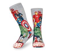 Marvel Calcetines Antideslizantes Hombre y Adolescentes, Calcetines Pantuflas con Forro Sherpa, 38-44 EU, Regalos Hombre (Gris Aop)