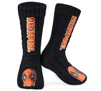 Marvel Calcetines Antideslizantes Hombre y Adolescentes, Calcetines Pantuflas con Forro Sherpa, 38-44 EU, Regalos Hombre (Negro/Rojo)