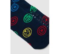 MARVEL, Calcetines Antideslizantes Negros Para Niños En Mezcla De Algodón Con Bordados, Niño, Azul/rojo, Talla: 31/33