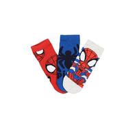 Marvel Calcetines de Spiderman para niños y adolescentes, juego de 3 pares, multicolor, algodón, diseño de superhéroe, Pack 1, 27-30