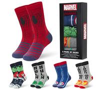 Marvel Calcetines Hombre Divertidos Pack Regalo 5 Pares Calcetines Superheroes Hombre Spiderman Avengers Regalos Frikis para Hombres (Multicolor,40-45)