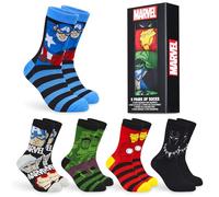 Marvel Calcetines Hombre Divertidos Talla 40-45 Pack Regalo 5 Pares Calcetines Superheroes Hombre Spiderman Avengers Regalos Frikis para Hombres (Azul Multicolor, 40/45 EU)