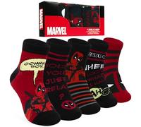 Marvel Calcetines Tobilleros Hombre Talla 40-45, Pack De 5 Transpirables, Regalo Para Fans De Superhéroes (Rojo/Negro Deadpool)
