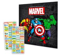 Marvel Calendario de cómics 2025 - Paquete de mini calendario clásico de Marvel Comics de lujo con más de 100 calcomanías de calendario (regalos de Los Vengadores de MCU, suministros de oficina)