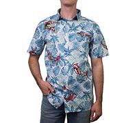 Marvel Camisa con botones para hombre, Blanco "Retro Paradise", Medium