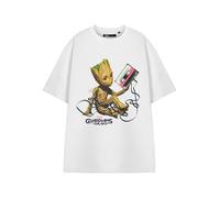 Marvel Camiseta Blanca de Manga Corta de Guardianes de la Galaxia para Hombre | Camiseta con Estampado gráfico del Personaje Groot para Adultos | Regalo Oficial de Marvel